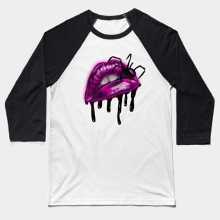 Sexy Spider Lips Goth Grunge Alt Graphic Baseball T-Shirt